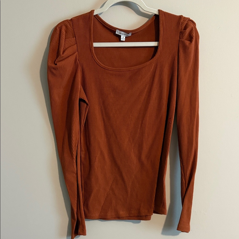 White Birch Cinnamon Ribbed Long Sleeve Top